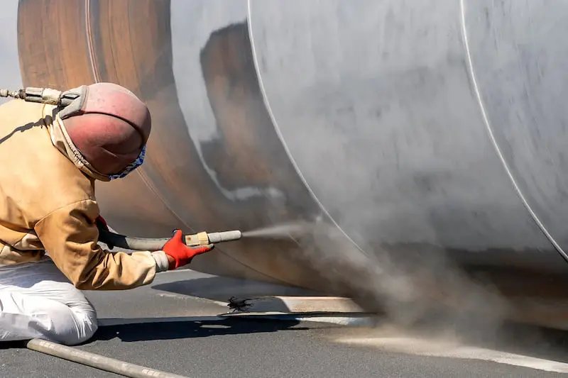 Sand blasting and paint finishing